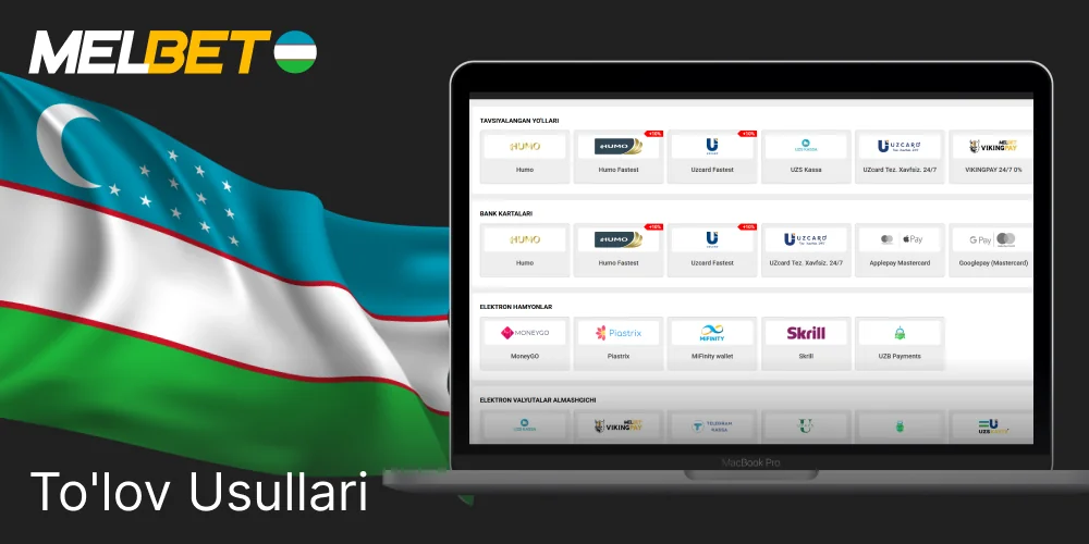 Melbet toʻlov usullari Oʻzbekistonda